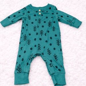 Teal and Black Patterned Kids One Piece